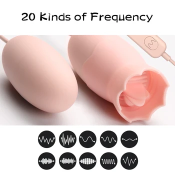 20 Frekans Çift Titreşimli Yumurta Uzaktan Kumanda Dil Yalama Kadın Mastürbasyon Klitoral G noktası Stimülatörü Seks Oyuncakları Kadın için 4