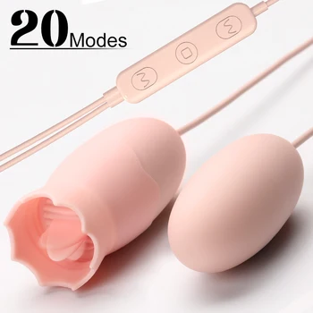 20 Frekans Çift Titreşimli Yumurta Uzaktan Kumanda Dil Yalama Kadın Mastürbasyon Klitoral G noktası Stimülatörü Seks Oyuncakları Kadın için 5