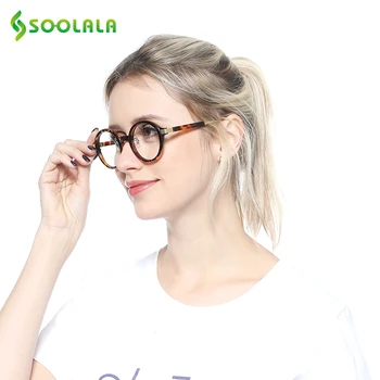 SOOLALA TR90 Yuvarlak okuma gözlüğü Kadın Erkek Ucuz okuma gözlüğü Şeffaf Lens Yüksek Kaliteli Gözlük Reçete + 0.5 ila 4.0