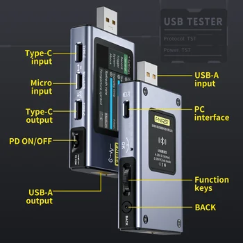 FNIRSI-FNB58 PD / QC USB Test Cihazı Dijital Voltmetre Ampermetre TİP-C Hızlı Şarj Algılama Tetik Kapasitesi Dalgalanma Ölçümü