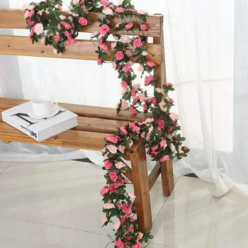 2.2 Metre Gül yapay çiçekler Noel düğün çelengi Ev Odası Dekorasyon Bahar Sonbahar Bahçe DIY Sahte Bitki Asma 0