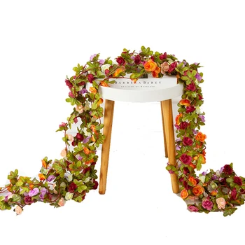 2.2 Metre Gül yapay çiçekler Noel düğün çelengi Ev Odası Dekorasyon Bahar Sonbahar Bahçe DIY Sahte Bitki Asma 5