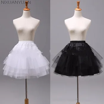 Uzun 45CM Beyaz veya Siyah Kısa Petticoats 2022 Kadın Bir Çizgi 3 Kat Jüpon düğün elbisesi Jüpon Cerceau Mariage