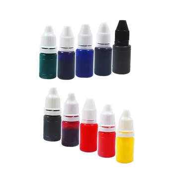 10 Adet 7ml Premium Damga Dolum Mürekkepleri Renkli Mürekkep Damga Yağ Flaş Dolum Mürekkep Parlak Renkli Mürekkep Yapma Mühür Ofis Malzemeleri