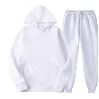 Yeni Erkek Seti Bahar Sonbahar Moda Erkek Eşofman Pamuk Rahat İki Parçalı gündelik spor giyim seti Erkek Hoodies + Pantolon Katı