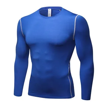 Erkek Spor Uzun Kollu Rashguard T Gömlek Vücut Geliştirme Sıkı Sıkıştırma Gömlek Elastik Spor Spor Koşu Tops Bisiklet Giyim