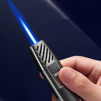 Taşınabilir Mini puro çakmağı Rüzgar Geçirmez Jet Mavi Alev püskürtme tabancası Şişme Bütan Gaz Meşale Çakmak Sigara Cigarros De Sabores 0