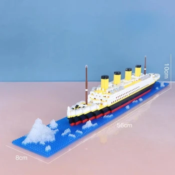 1860 ADET Titanic Cruise Gemi Modeli Mikro Yapı Taşları Çocuklar DIY Oyuncaklar Tekne Elmas Tuğla Kiti eğitici oyuncak Hediye Çocuklar için
