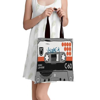 Moda Müzik Bant alışveriş çantası Tuval 3D Baskı Büyük Kapasiteli Büyük Boy saklama çantası Öğrenci Koleji alışveriş çantası