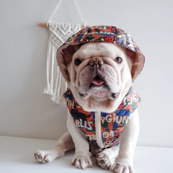 Kış Pug Köpek Ceket Yelek Ceket Fransız Bulldog Giysileri Ayrılabilir Şapka Dropshipping Evcil Hayvan Ürünleri Köpek Malzemeleri Schnauzer Kostümleri