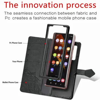 Z Fold4 Kat 3 5G Flip Case Mandala Cüzdan Kart Yuvası Tutucu Etui Samsung Galaxy Z Kat 4 ZFold Fold3 deri kitap kılıfı