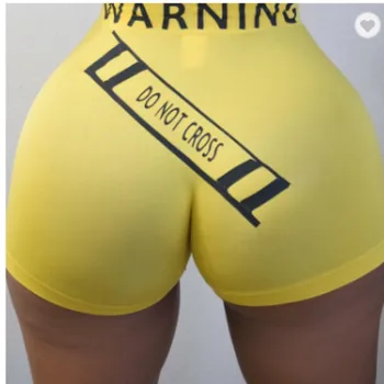 Kadın Şort Parlak Renk Yaz Komik Baskı Şort Kadınlar Yüksek Bel Streç Sıcak Casual Biker Şort Seksi İnce kısa pantolon Femme