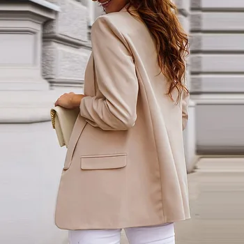 2023 Yeni Kadın Zarif Gevşek Blazer Ceketler Ofis Bayanlar Blazers İş Giysisi Moda Uzun Kollu Ceket Dış Giyim 2