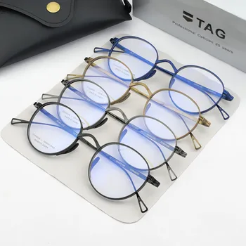 2023 yeni yuvarlak titanyum optik gözlük çerçevesi kadın Marka Retro gözlük bilgisayar miyopi gözlük çerçeveleri erkekler için gözlük 4