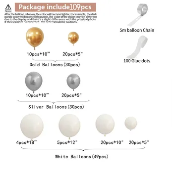 109 adet Altın Lateks Balonlar Garland DIY Düğün Doğum Günü Partisi Süslemeleri Ev İçin Bebek Duş