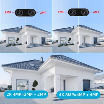 4K PTZ WiFi Kamera Çift Lens 8MP Siyah Açık Gözetim Kamera CCTV 8.0 X Dijital Zoom İki Yönlü Ses Renkli Görüş IP Kameralar 2