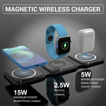3 in 1 Manyetik Kablosuz Şarj Standı iPhone 14 13 12 Pro Max Mini 11 Hızlı Şarj Dock İstasyonu Airpods için Apple Watch