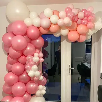 143 Adet Macaron Pembe Balon Garland Kemer Kiti Gül Altın Balonlar Düğün Doğum Günü Partisi Dekoru Bebek Duş Kemer Kiti Parti dekor-