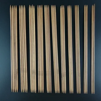 55 Adet 11 Boyutları Çift Sivri Kömürleşmiş Bambu Saplı Tığ Hooks Örgü Örgü Ipliği Zanaat örgü iğnesi Zanaat Örgü Araçları
