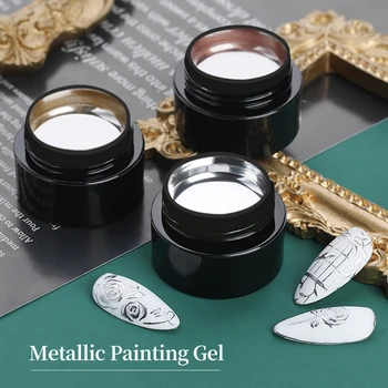 DOĞAN PRETTY Metalik Boyama Jel Lehçe Nail Art Kapalı İslatın Jel Oje Altın Gümüş Ayna Glitter UV Jel 5ml 3