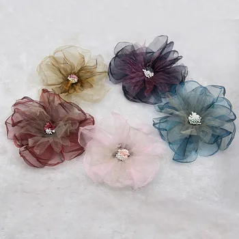 5 adet/grup Peri Kore çiçek Yamalar giysi dikmek için gül tomurcuğu broş aksesuarları firkete ayakkabı zanaat malzemeleri aksesuarları 0