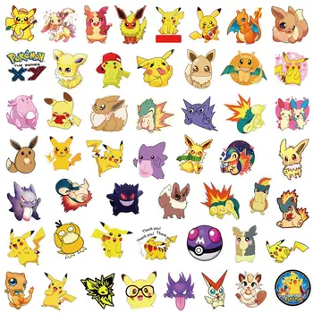 50/100 adet Pokemon Pikachu Kawaii Karikatür Su Geçirmez Etiket Araba tekerlekli çanta Sticker Kaykay Gitar Dizüstü Dikişsiz Etiket