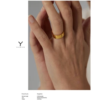 Yhpup Stainless Steel Moon Star Ring Trendy Texture Metal 18 K Simple Finger Ring For Women бижутерия для женщин Wedding Gift 0