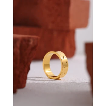 Yhpup Stainless Steel Moon Star Ring Trendy Texture Metal 18 K Simple Finger Ring For Women бижутерия для женщин Wedding Gift 4