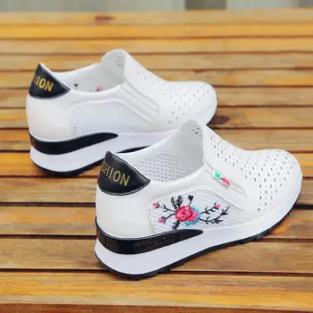 Kadın Rahat rahat ayakkabılar Yaz Loafer'lar üzerinde Kayma Karışık Renkler Hollow Out Artan İç Yükseklik Sneakers 2