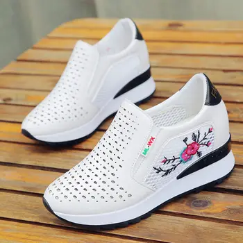 Kadın Rahat rahat ayakkabılar Yaz Loafer'lar üzerinde Kayma Karışık Renkler Hollow Out Artan İç Yükseklik Sneakers 3