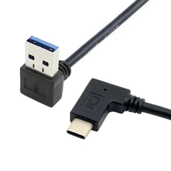 1FT Açı TİP-C Geri Dönüşümlü USB 3.1 USB-C Açılı 90 Derece Sol Sağ Yukarı Aşağı Açılı USB 3.0 tip A Erkek Veri Kablosu 30CM