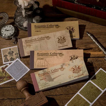Antika çıkartma kitabı Kolaj Washi Kağıt Etiket Paketi DIY Günlüğü Önemsiz Günlüğü Dekorasyon Etiket Çıkartmaları Albümü Scrapbooking