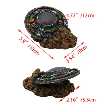 1 adet Reçine UFO Minyatür Balık Tankı Benzersiz Heykel Süs Uzay Aracı Heykeli Akvaryum Mikro Peyzaj Dekorasyon 0