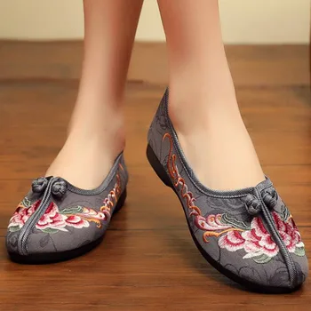 THEAGRANT Ayakkabı Kadınlar için 2022 düz ayakkabı Oyalamak Slip-on Keten Mokasen Çin Retro Etnik Yürüyüş rahat ayakkabılar WFS3096 3
