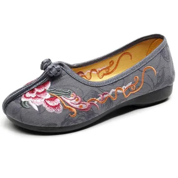 THEAGRANT Ayakkabı Kadınlar için 2022 düz ayakkabı Oyalamak Slip-on Keten Mokasen Çin Retro Etnik Yürüyüş rahat ayakkabılar WFS3096 4