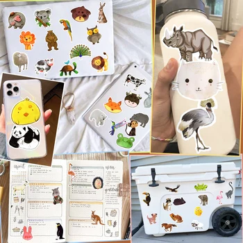 100PCS Laptop Araba Bisiklet Kaykay Telefon Buzdolabı Hayvanat Bahçesi Hayvan Karikatür su Geçirmez Sticker Pack Çocuğa Oyuncak Hediye için Sevimli Hayvan Çıkartmaları