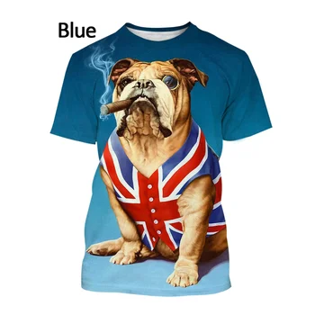 2022 Erkek ve kadın erkek ve kadın Rahat Yaz Yuvarlak Boyun Gömlek Fransız Bulldog Baskılı Kısa Kollu erkek T-Shirt 3dt