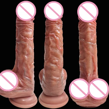 Gerçekçi Sürgülü Sünnet Yapay Penis Büyük Dick Cilt Venis Penis Klitoris Teşvik Strapon Orgazm Anal Seks Oyuncakları Vantuz Kadınlar İçin 3