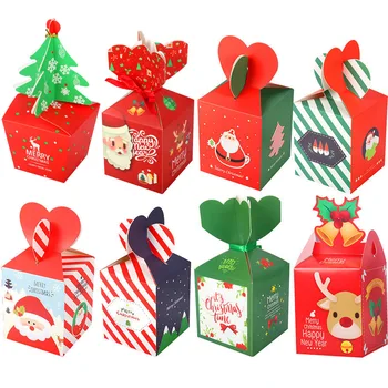 Noel hediye Kutuları Noel Arifesi Elma Kutusu Şeffaf Noel Baba Kardan Adam Noel Ağacı Ambalaj Şeker kutusu Dekorasyon Noel Hediyesi 4