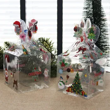 Noel hediye Kutuları Noel Arifesi Elma Kutusu Şeffaf Noel Baba Kardan Adam Noel Ağacı Ambalaj Şeker kutusu Dekorasyon Noel Hediyesi 5