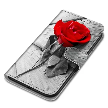 Kılıf iPhone 12 13 Mini 11 Pro Max SE 2020 6 6S 7 8 Renkli Boyalı Cüzdan Deri Kapak Sevimli Kedi Çiçek Çocuk Telefonu Çanta D08F