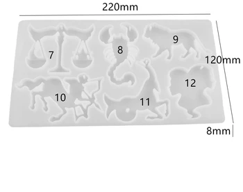 DIY Kristal Reçine Tutkal Oniki Takımyıldızı Hayvan Anahtarlık Kolye silikon kalıp El Sanatları Kolye Yapımı Reçine Seti Döküm