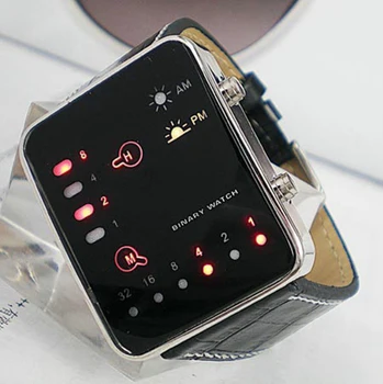 2022 Sıcak Muhteşem İzle Moda Dijital Kırmızı LED Spor kol saati İkili Kol Saati PU Deri Kadın Erkek Saat Relogio Feminino 5