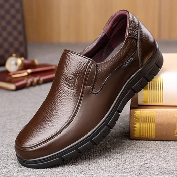 El yapımı Ayakkabı Deri rahat ayakkabılar erkek Düz yürüyüş ayakkabısı Açık ayakkabı Loafer'lar Nefes Sneakers Ayakkabı Erkekler için 2023 Yeni