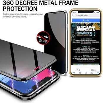 Gizlilik Manyetik Kılıf iPhone 11 Pro Max XS XR Çift Taraflı Anti-Peeping Temperli Cam Metal Kapak iPhone 12 6s 8 7 Artı 3