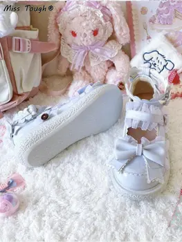 Japon Kawaii Tatlı Sandalet Kadın Yay Lolita Tarzı Şık Mary Janes Ayakkabı Toka Tasarım Yuvarlak Ayak Sevimli rahat ayakkabılar Yaz 2022 0