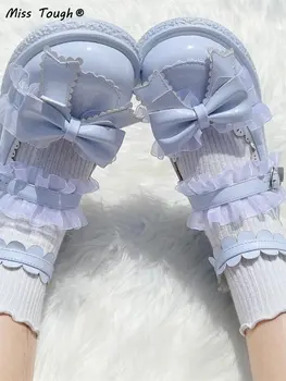 Japon Kawaii Tatlı Sandalet Kadın Yay Lolita Tarzı Şık Mary Janes Ayakkabı Toka Tasarım Yuvarlak Ayak Sevimli rahat ayakkabılar Yaz 2022 1
