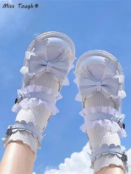 Japon Kawaii Tatlı Sandalet Kadın Yay Lolita Tarzı Şık Mary Janes Ayakkabı Toka Tasarım Yuvarlak Ayak Sevimli rahat ayakkabılar Yaz 2022 4