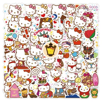 50 Sevimli Hello Kitty Çıkartmalar Japon Karikatür Yavru Kupa Çıkartmalar Bavul Su Geçirmez El Hesabı Çıkartmalar 1
