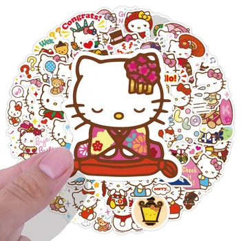 50 Sevimli Hello Kitty Çıkartmalar Japon Karikatür Yavru Kupa Çıkartmalar Bavul Su Geçirmez El Hesabı Çıkartmalar 3
